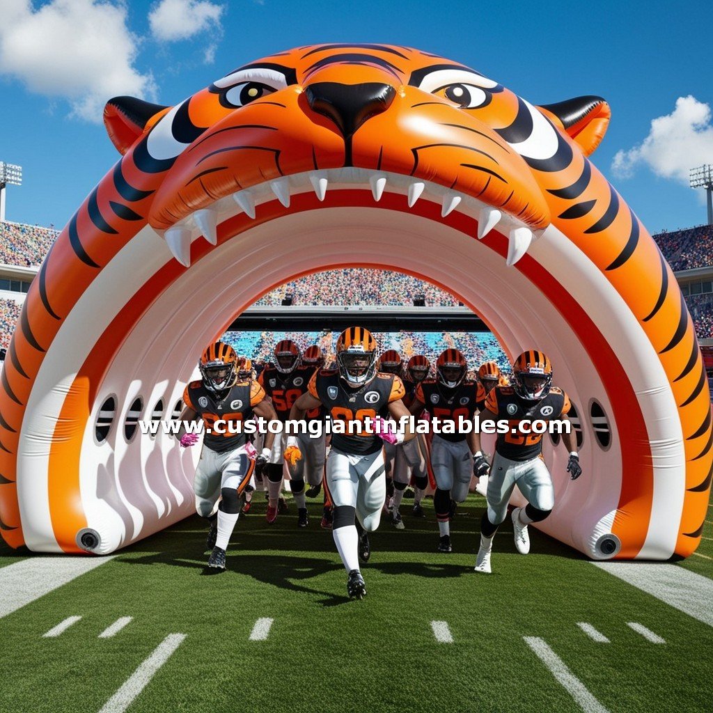inflatable tiger head tunnel for football team