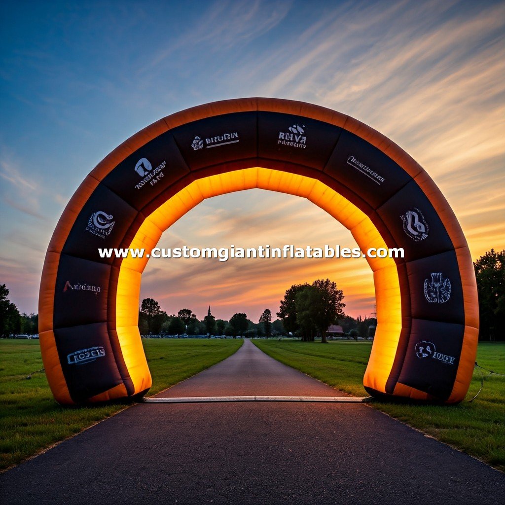 an inflatable branded arch over a road